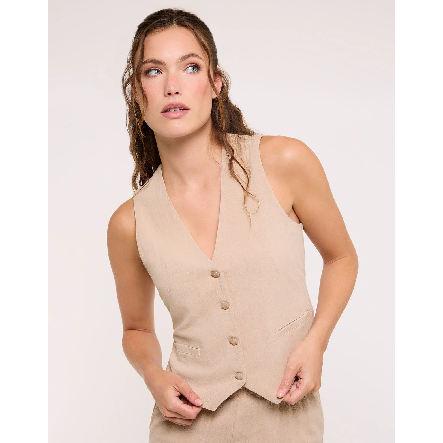 Top Chaleco Beige - Vari