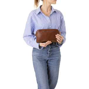 Pochette  unisex In Vera pelle Made in Italy 24x18x7 cm