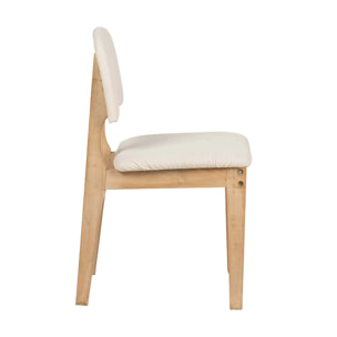 Silla Madera De Caucho Lino Beige 47x43x81 Cm