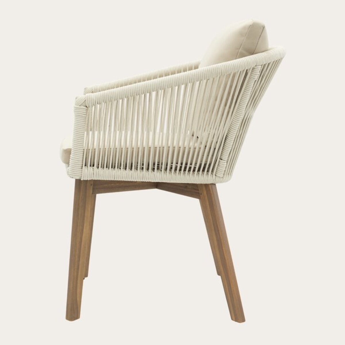 Chaise de jardin Nova -bois massif dacacia, corde et revêtement-couleur beige 60 x 84 x 63 cm