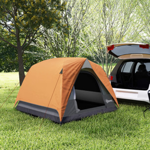 Tienda de Campaña para 2-4 Personas Tienda de Camping Plegable con Puerta Ventanas de Malla Bolsillo Gancho y Bolsa de Transporte Impermeable Fácil Instalación para Senderismo Naranja y Gris