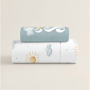 Cool Kids - Funda Nórdica Estampada - Reversible - Infantil - Cierre Solapa - 100% Algodón - Incluye 1 Funda de Almohada - Cuna/Maxicuna - Sun