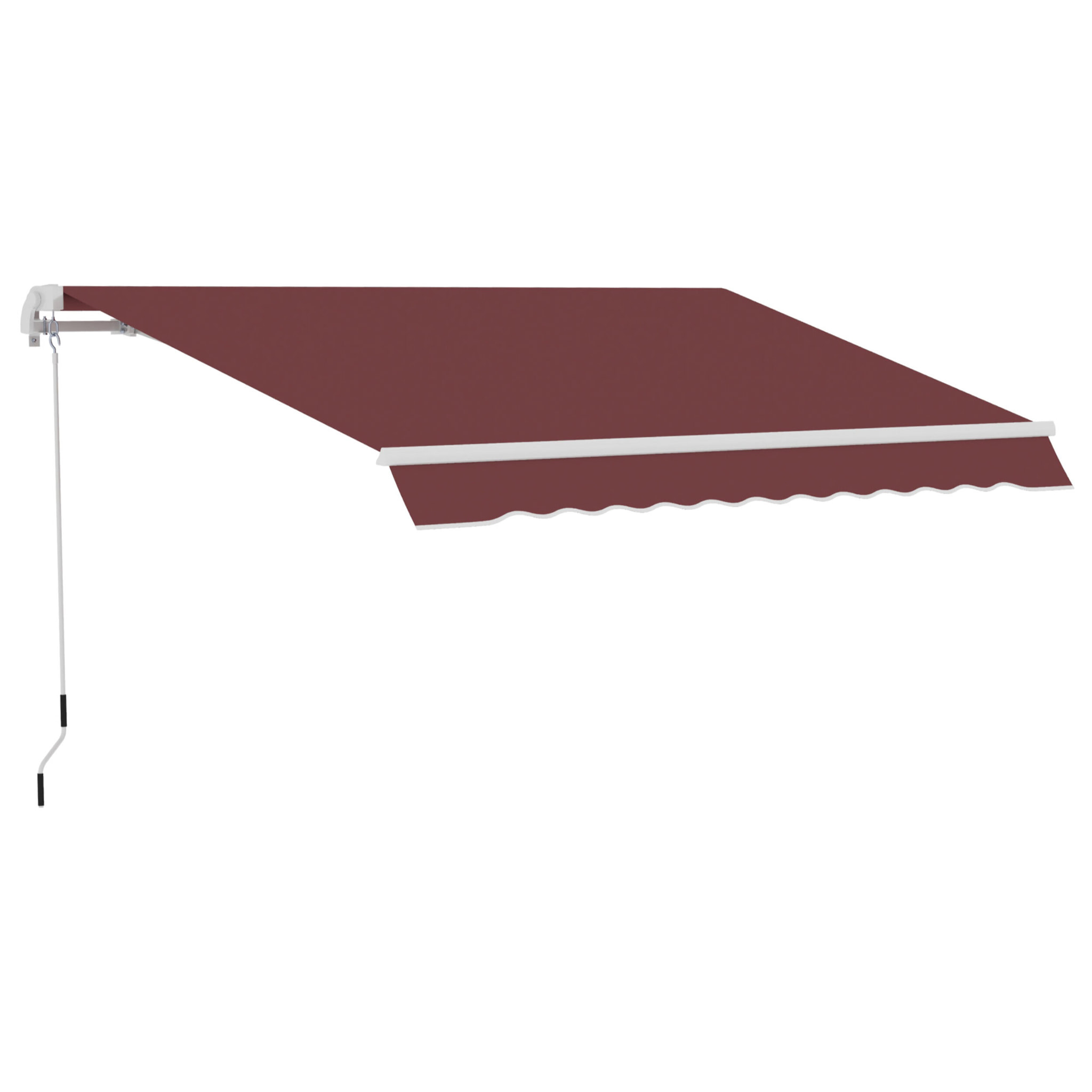 Toldo Manual Retráctil 350x250 cm, Toldo Exterior Terraza con Ángulo Ajustable, Manivela, Estructura de Aluminio y Protección UV30+, para Jardín, Patio, Ventanas, Rojo Vino