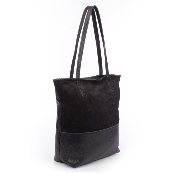 Bellino Bolso Tote Mujer. Piel auténtica Gamuza y Dollaro.