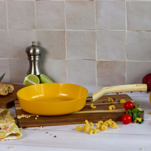 Lot de 3 poêles revêtement céramique jaune -  tous feux SAFRAN