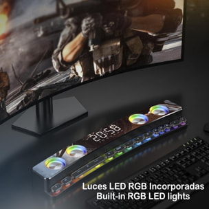 Barra de sonido SH39 Bluetooth 5.0 con teclas mecánicas, pantalla y luz RGB. Batería de 3600mAh. Gaming, home cinema.