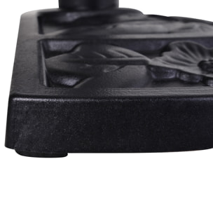 Pied de parasol base de lestage parasol demi-cercle résine imitation fonte motif fleur 50L x 31l x 32H cm noir
