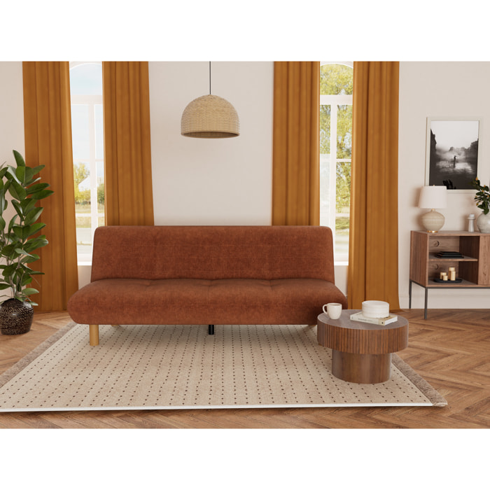 Soan - Banquette 2 places convertible clic-clac en velours texturé - Terracotta