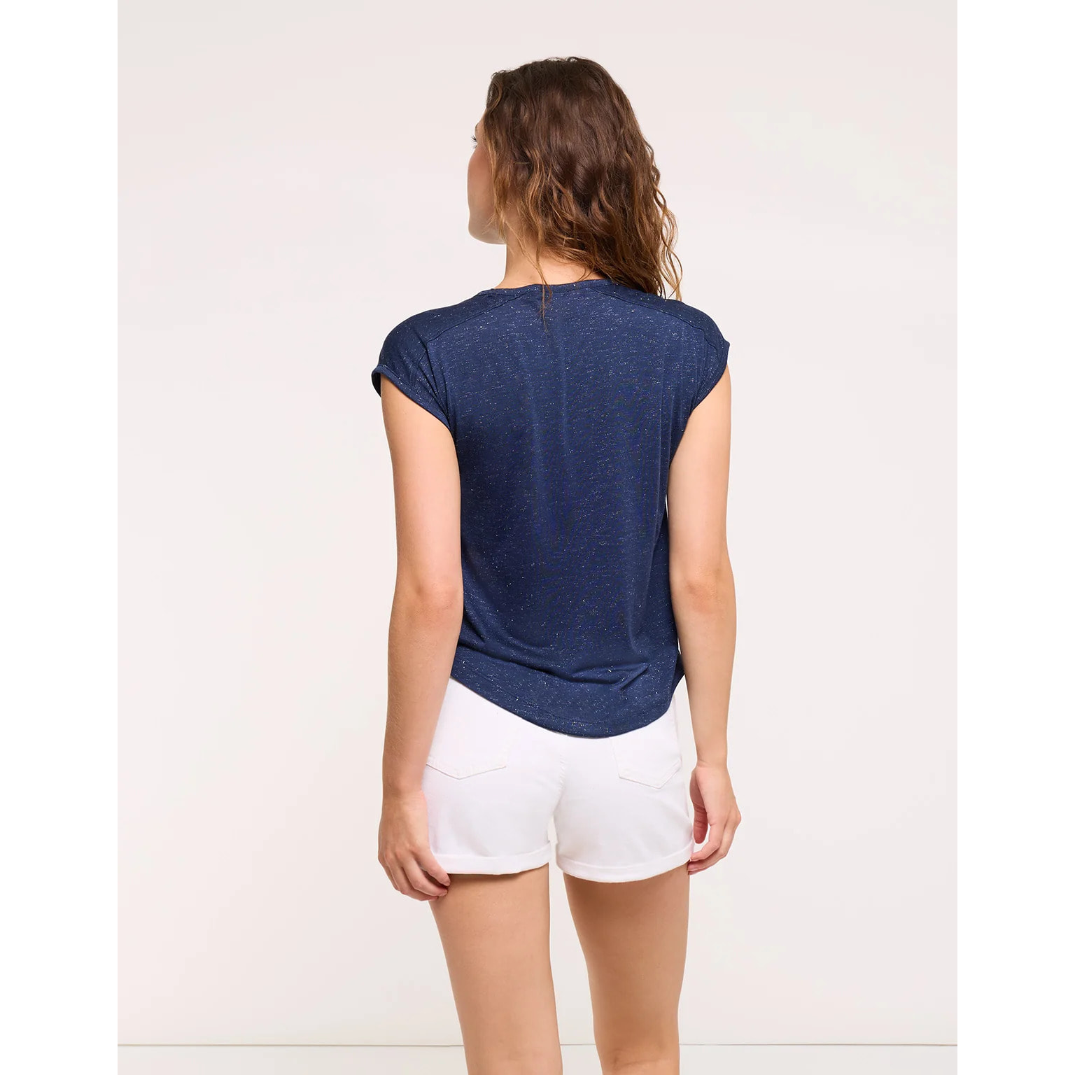 Camiseta Detalle Brillo Hombro Azul Marino - Shimero II