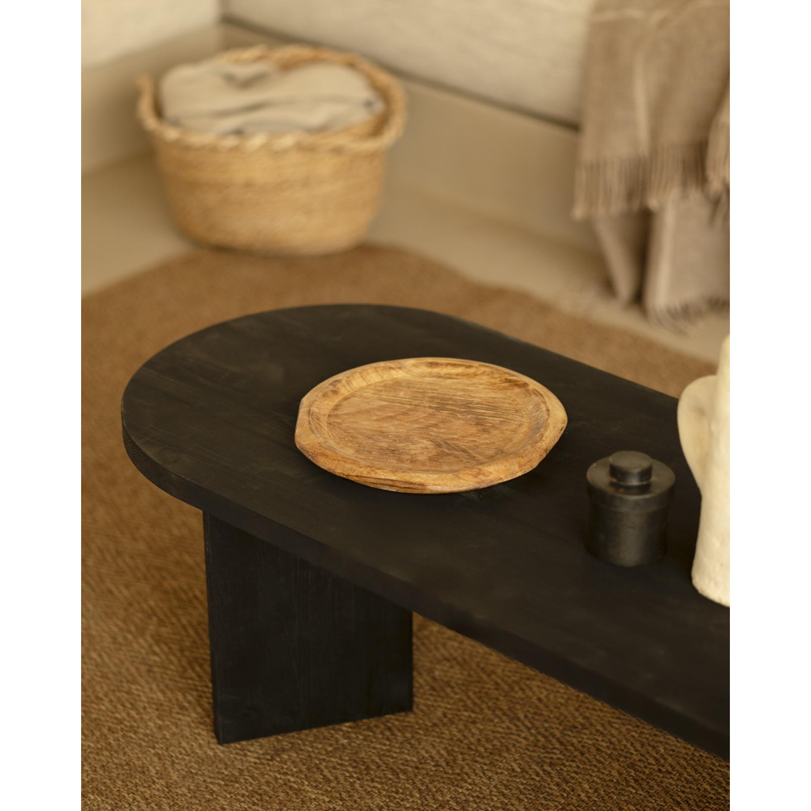 Mesa de centro de madera maciza en tono negro de 120cm Alto: 40 Largo: 120 Ancho: 55