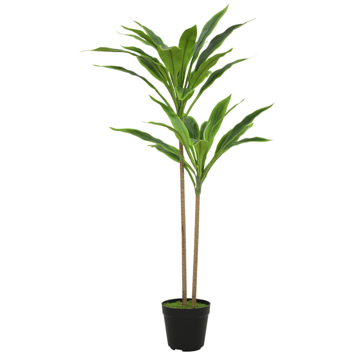 Plante artificielle cordyline H.90cm - grand réalisme - 29 feuilles - mousse effet lichen pots inclus