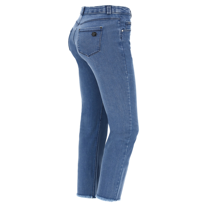 Jeans in denim FREDDY BLACK cropped svasati e fondo sfrangiato
