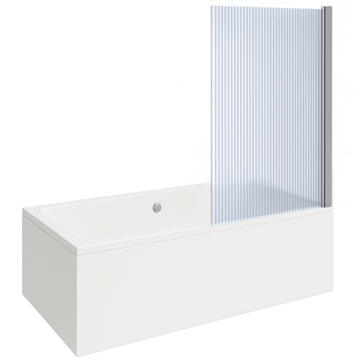 Baignoire rectangulaire Neon 180x80cm + Pare bain droit AURYS Raywall chromé profilé droite