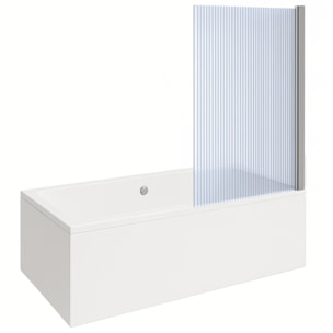 Baignoire rectangulaire Neon 180x80cm + Pare bain droit AURYS Raywall chromé profilé droite