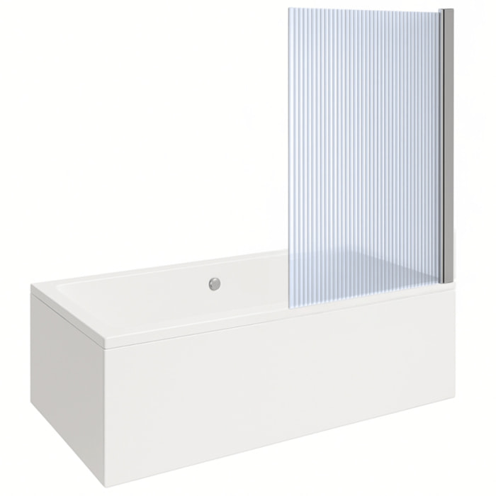 Baignoire rectangulaire Neon 180x80cm + Pare bain droit AURYS Raywall chromé profilé droite