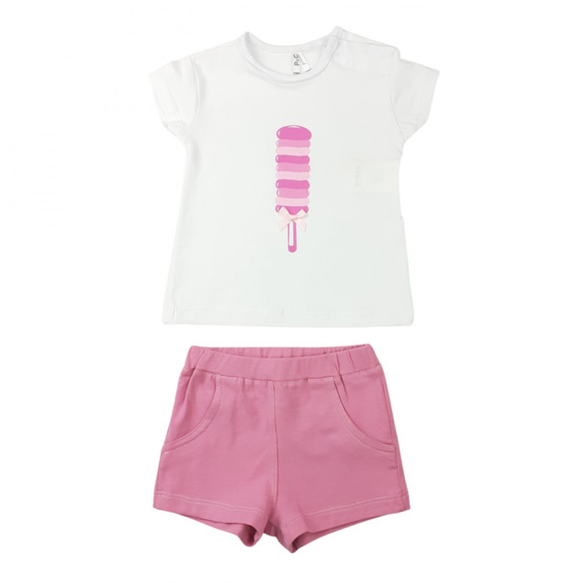 SET 2PCS TSHIRT JERSEY BIANCO SHORT GERANIO