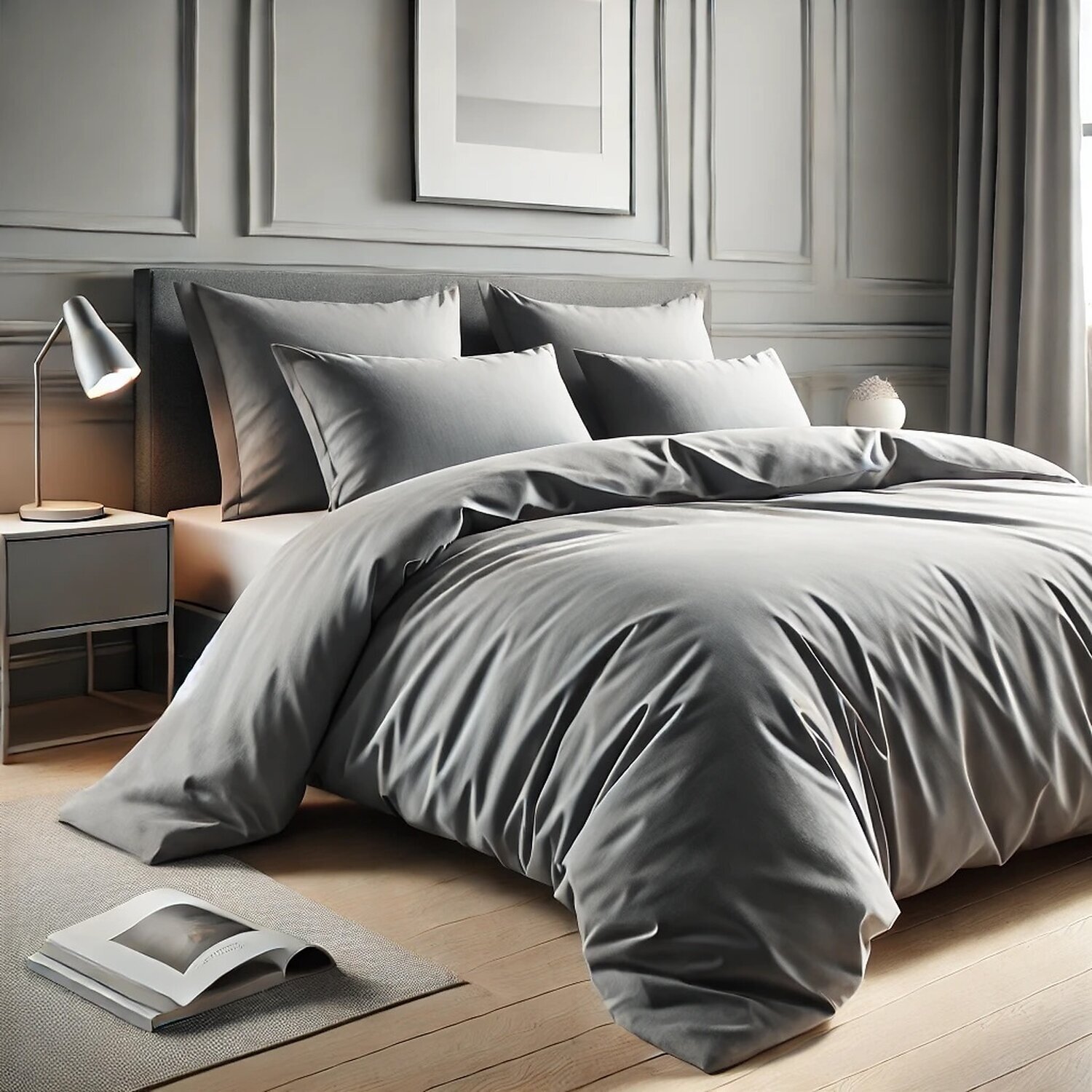 Lot de 2 taies d'oreiller 100% coton 57fils argent