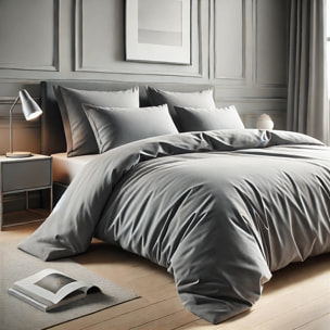 Lot de 2 taies d'oreiller 100% coton 57fils argent