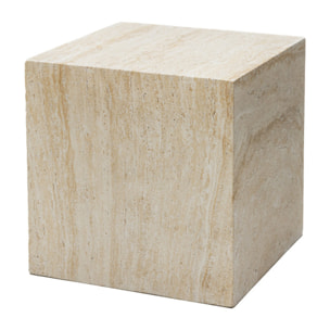 Eida - Table d'appoint carrée effet travertin 40x40cm - Beige