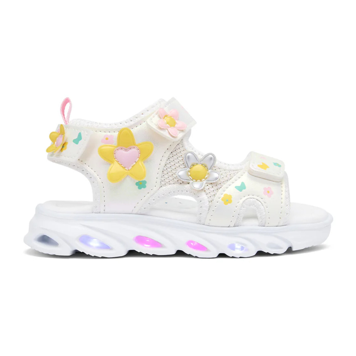Sandalias de Luces Multi  de Niña Diseño Floral con Cierre Adherente
