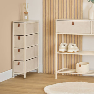 Meuble de rangement Tissa 4 tiroirs beige