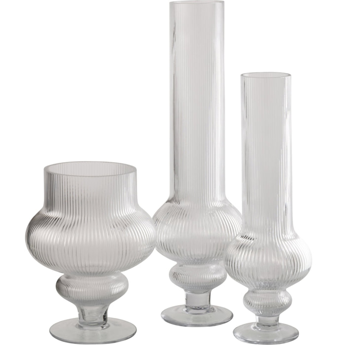 J-Line Vase Ada Cotelé - verre - transparent - large