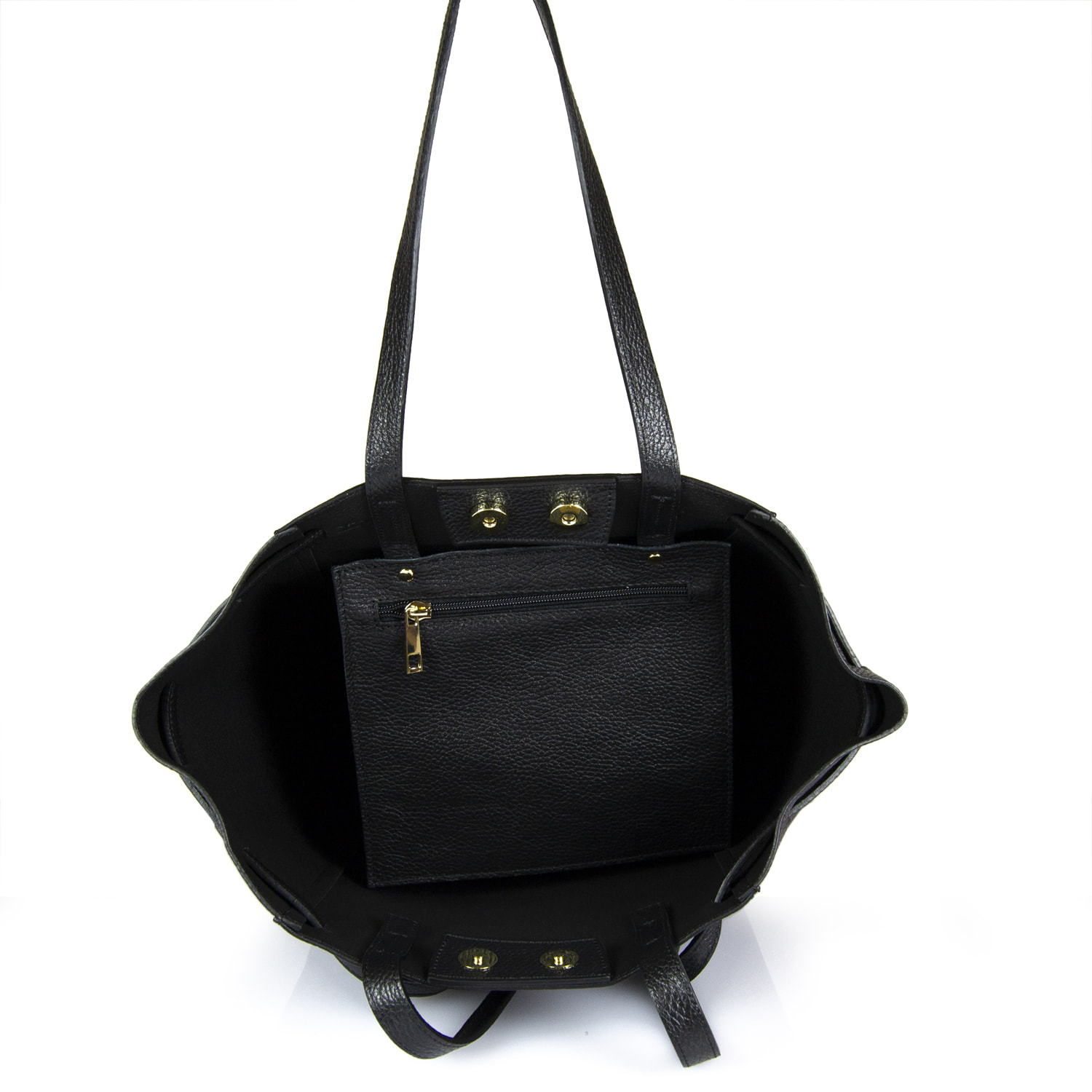 Borsa Donna in vera pelle Made in Italy colore Nero dimensioni cm 41 x 30 x 18