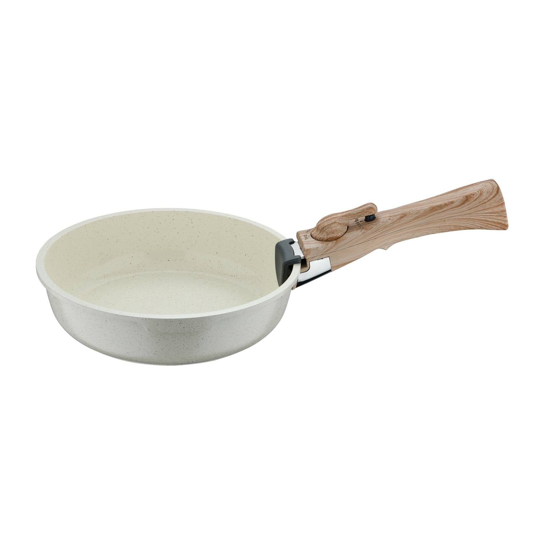 juego de 2 sartenes ø22ø26cm aluminio fundido blanco + mango desmontable