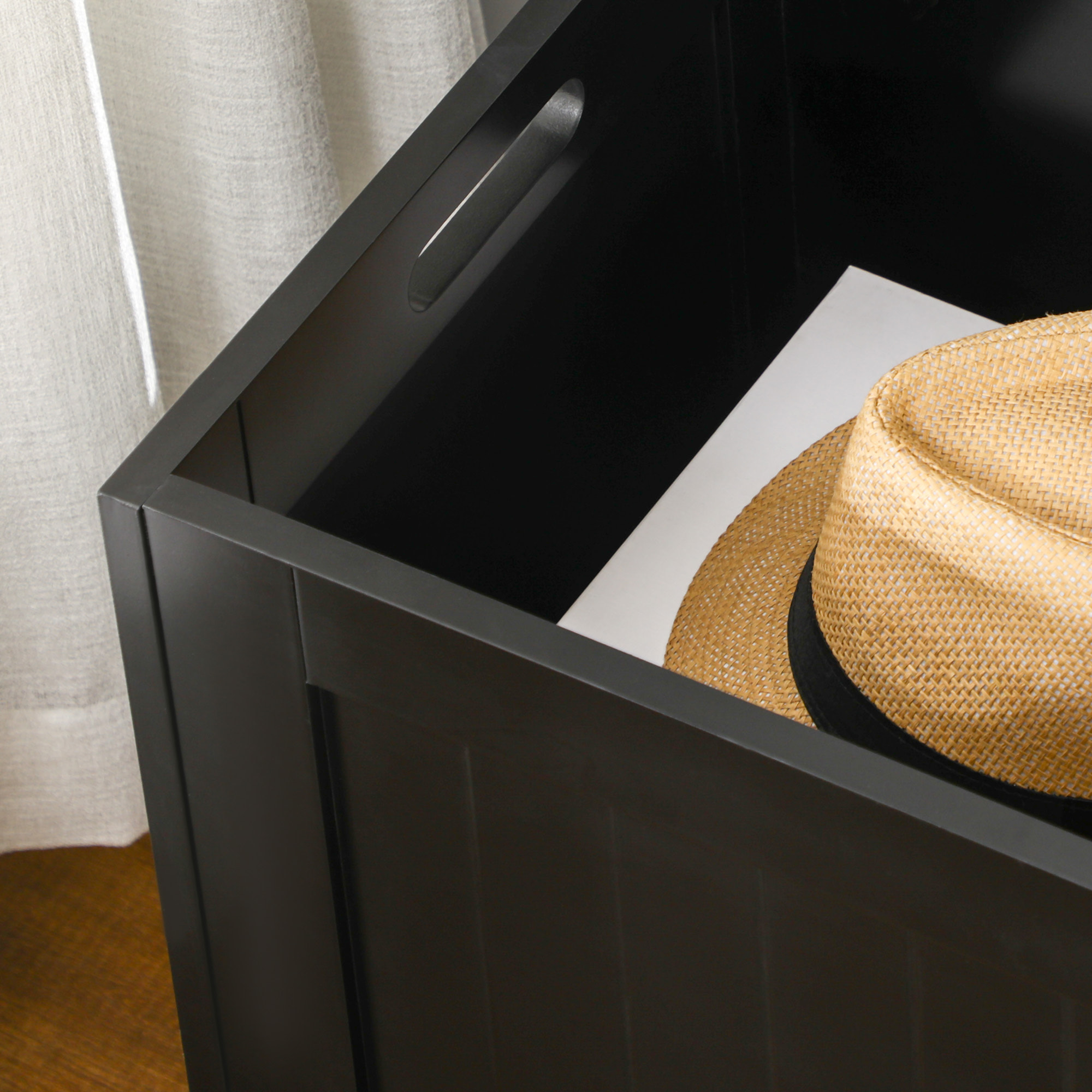 Baúl de Almacenaje para Dormitorio Banco de Almacenaje con Tapa Baúl de Almacenaje Versátil con Bisagra de Seguridad para Pasillo Salón 81x40x46 cm Negro