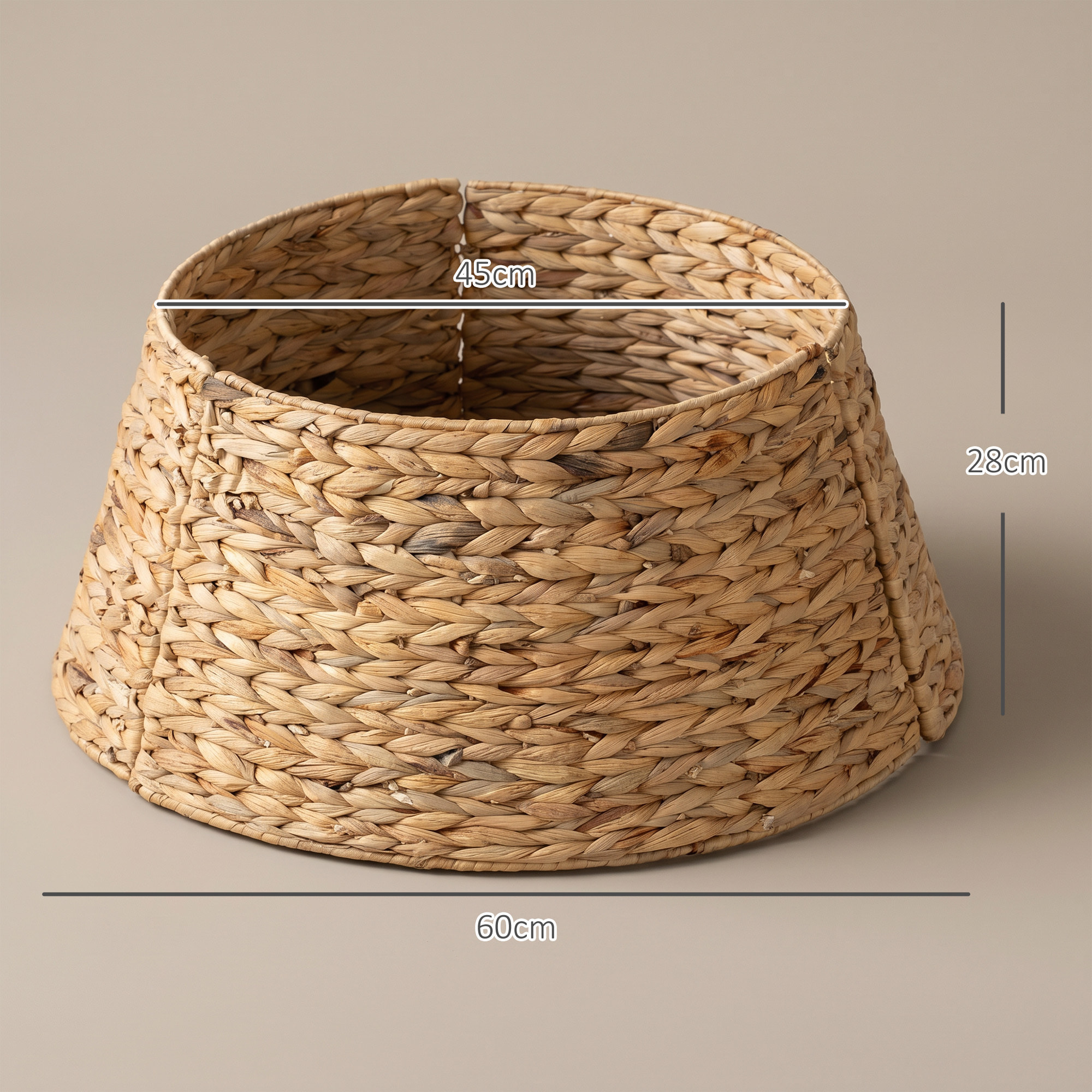 Falda para Árbol de Navidad, Collar de Árbol de Navidad de 60 cm de Jacinto de Agua, Trenzado a Mano para Fiestas, Decoración Festiva, Hogar, Natural