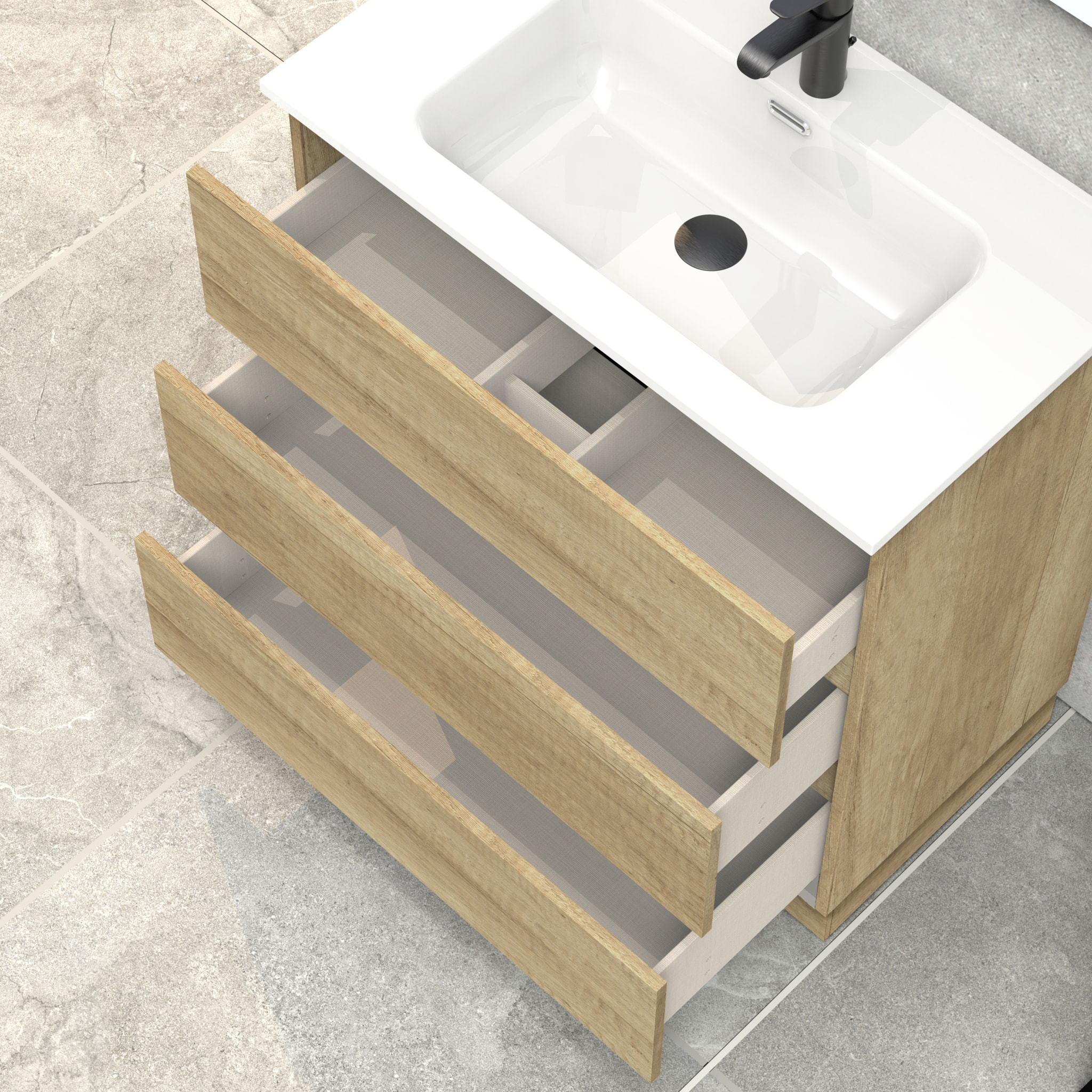 Conjunto de baño IRONA 3C, 80cm, incluye lavabo y espejo