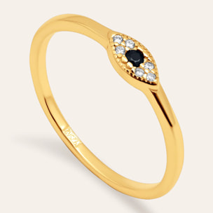 Anillo Ojo de Horus Plata Baño Oro
