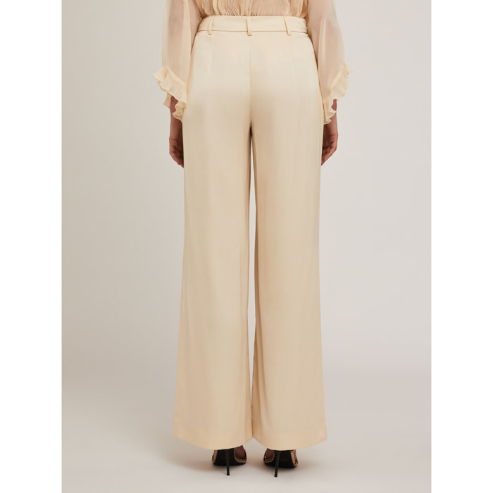 Motivi - Pantaloni palazzo in raso satin - Beige