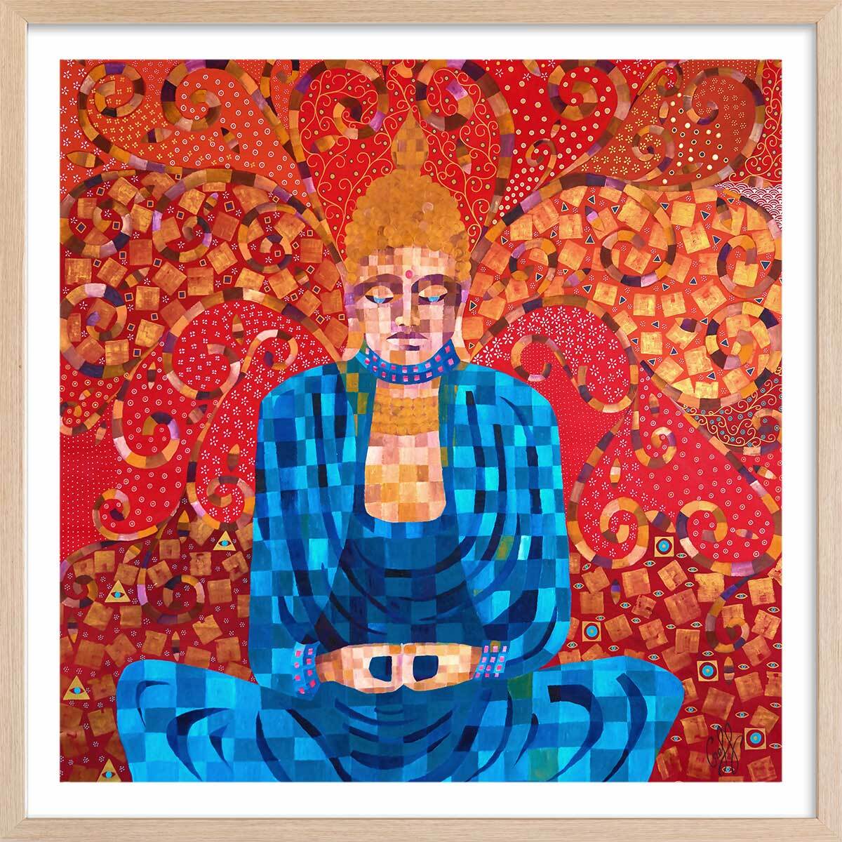 Affiche deco voyage en terre de bouddha Affiche + cadre en bois - Chêne