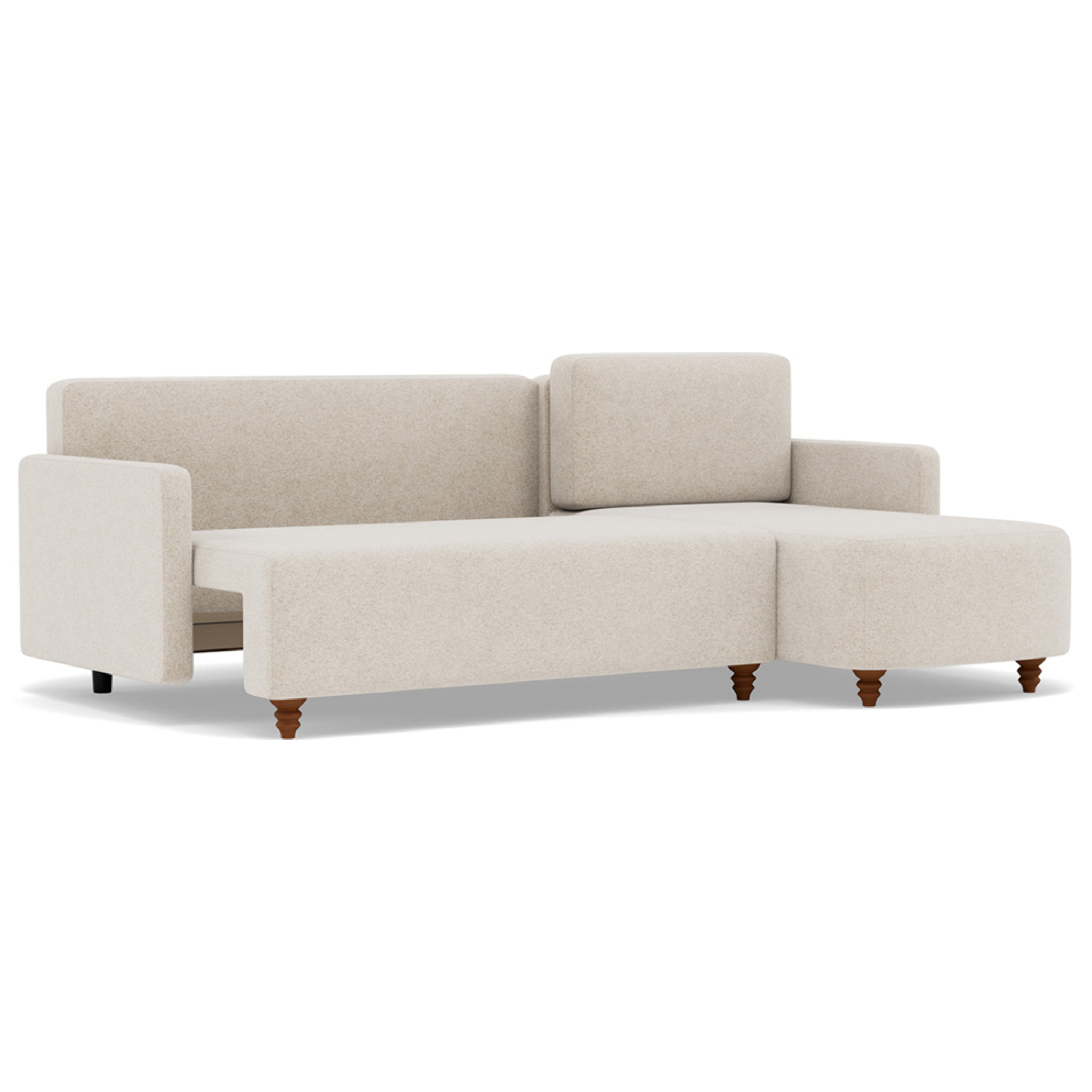 Calypso - canapé d'angle réversible 4 places convertible avec coffre en tissu - Beige