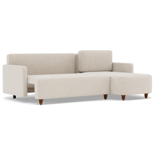 Calypso - canapé d'angle réversible 4 places convertible avec coffre en tissu - Beige