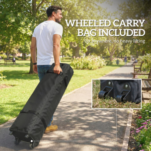 Tonnelle barnum pop-up 6 x 3 m 4 fenêtres rideaux sacs lestage transport gris