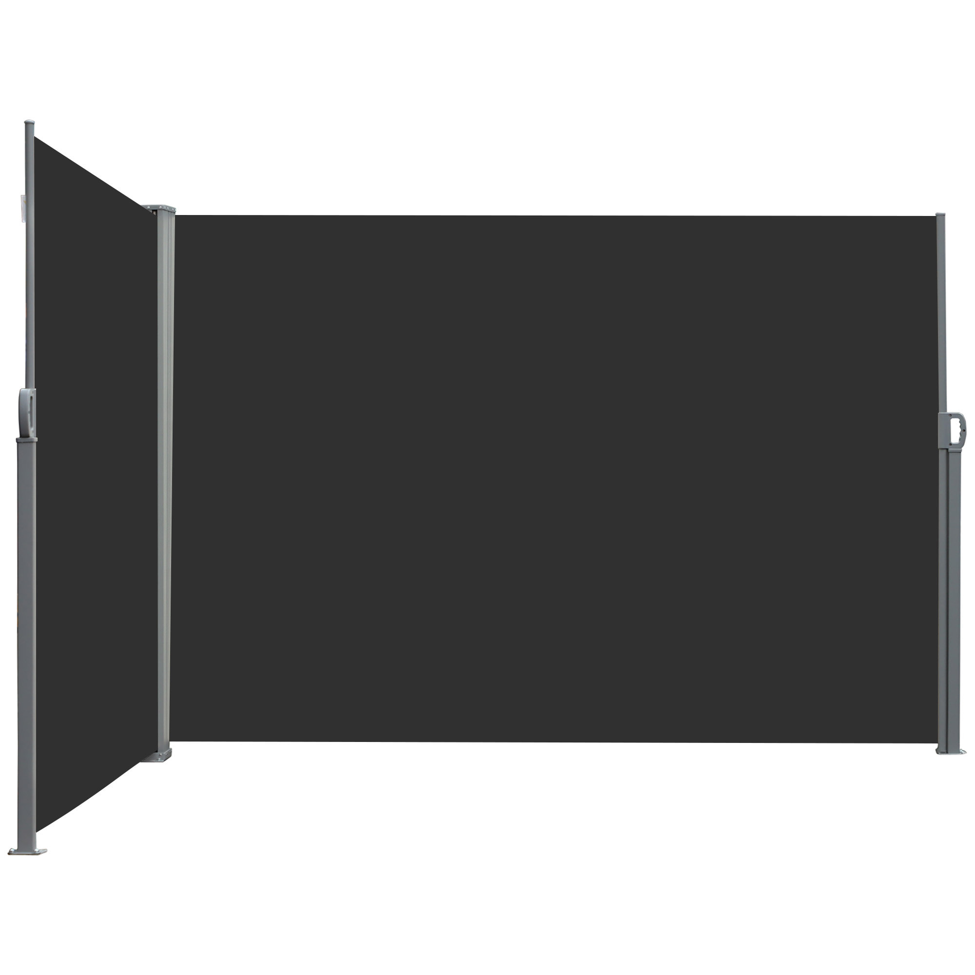 Double store latéral brise-vue paravent rétractable dim. 6L x 1,60H m polyester anti-UV haute densité noir
