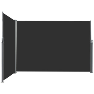 Double store latéral brise-vue paravent rétractable dim. 6L x 1,60H m polyester anti-UV haute densité noir