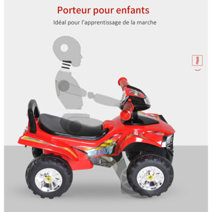 Porteur enfants quad 12-36 mois dim. 60L x 38l x 42H cm effets lumineux et sonores rouge noir