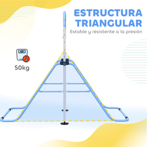 Barra de Gimnasia para Niños con Altura Ajustable en 5 Niveles y Anillos, Barra de Entrenamiento de Gimnasia Plegable en Casa, Azul