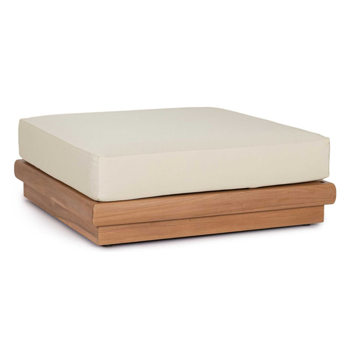 Poggiapiedi di design BILBAO in legno teak e tessuto beige