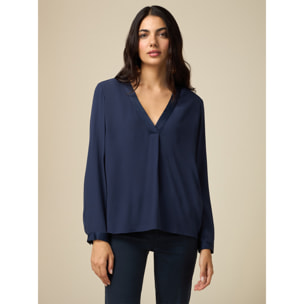 Oltre - Blusa de viscosa crepé - Azul