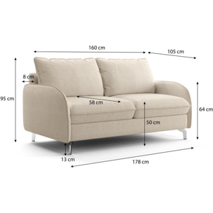 Canapé droit convertible 3 places en tissu chenille - ouverture express - NOVOLI