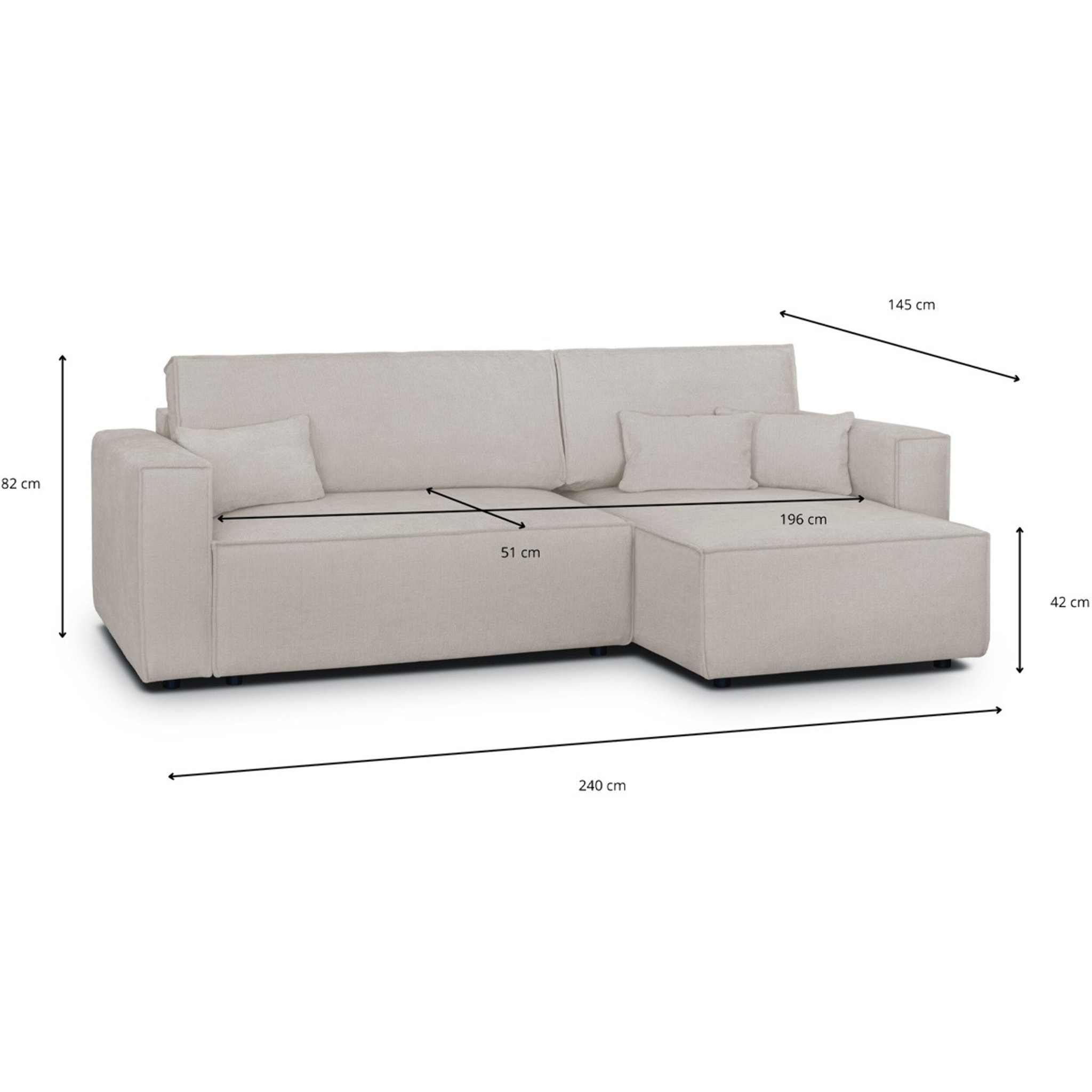 Canapé d'angle convertible 4 places en tissu chenille - LIVIA