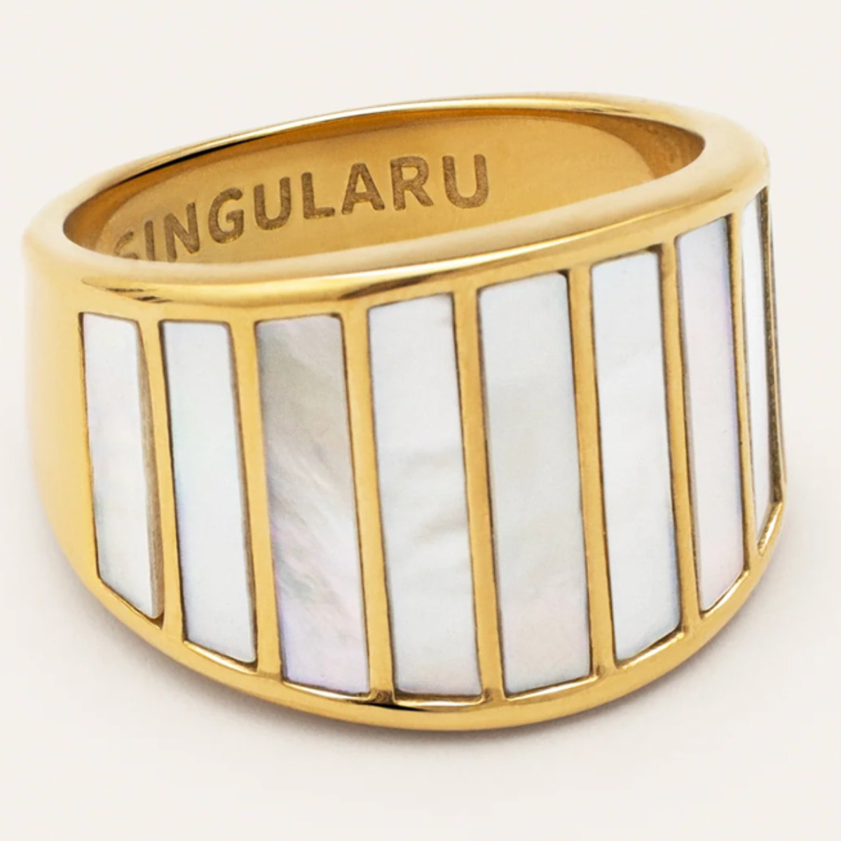 Anillo Siren Shells Acero Baño Oro