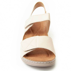 Sandalia de cuña - Beige - Altura: 3 cm