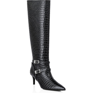 PHILIPP PLEIN Stivali alti con tacco basso COCCO