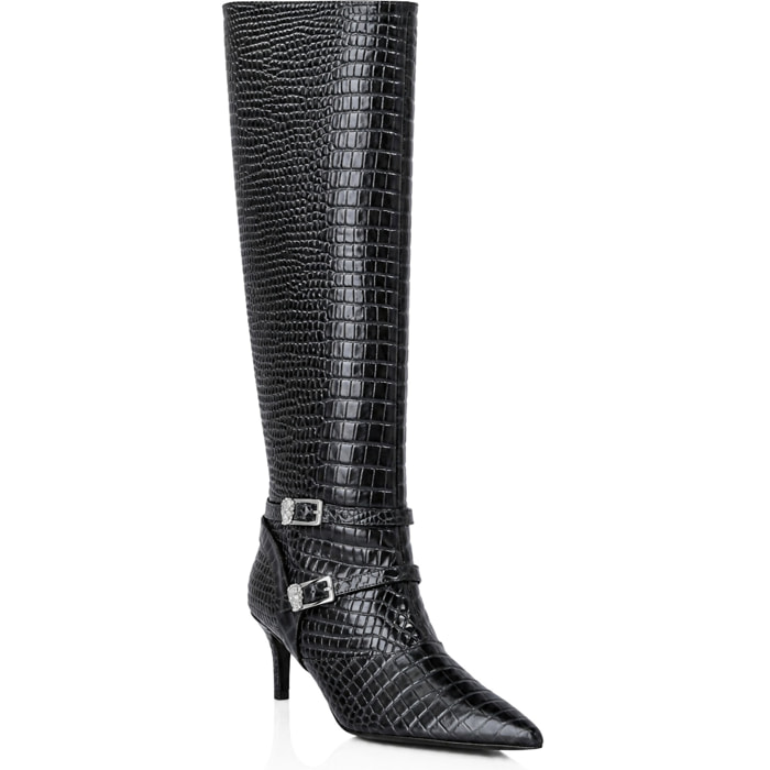 PHILIPP PLEIN Stivali alti con tacco basso COCCO