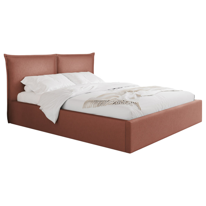 John - lit coffre - 140x200 cm - en velours - sommier inclus - Terracotta
